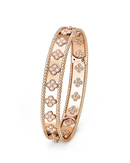 Armreif Diamant Perlen Kleeblatt