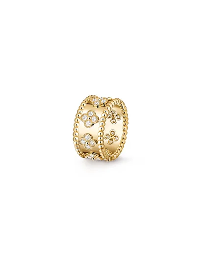 Kleeblatt-Ring Damen Diamant Perlenbesetzt
