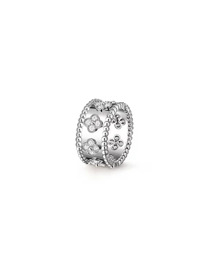 Kleeblatt-Ring Damen Diamant Perlenbesetzt